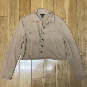 Forever 21 Tan cropped shirt button up size small